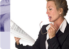Image of woman reading terms